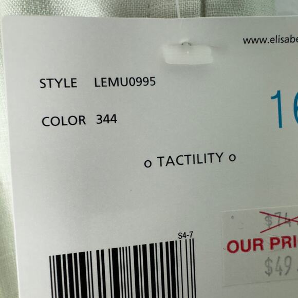 Vintage Elisabeth By Liz Claiborne 100% Linen Wide Leg Pull On Pants Size 16 NWT - Picture 2 of 4